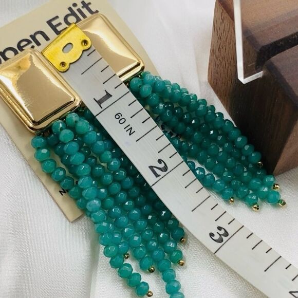 Nordstrom Gold and Green Statement Earrings - Picture 5 of 5